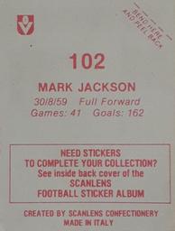 1983 Scanlens VFL Stickers #102 Mark Jackson Back